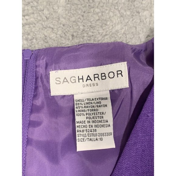 Sag Harbor Purple Linen Blend 2 Piece Sheath Dress w/ Jacket‎ Floral Size 10 - Picture 7 of 16